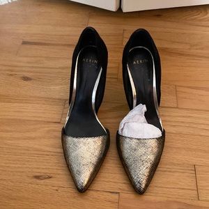 Aerin Gold & Suede D’orsey. Sz. 6.